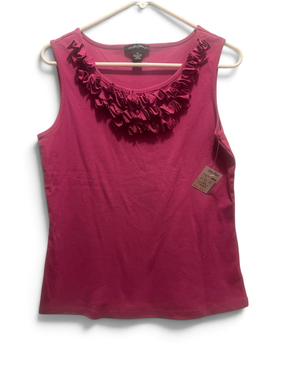 NWT DEADSTOCK Designers Originals Ruffle Scoop-Neck Tank Top Blouse M